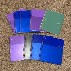9 Graph Ruled School Notebook Paper 1 Subject, Inner Pockets, NEW